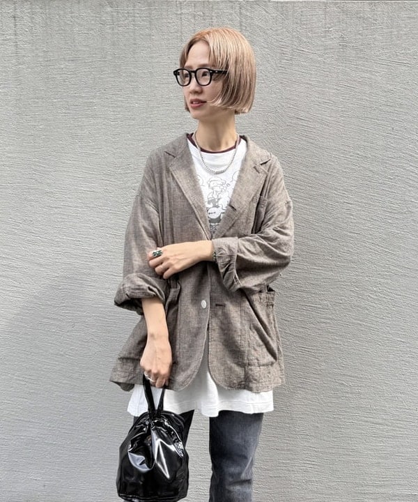 Kaoru Sakumaさんの「BEAMS WOMEN｜ストライプ チェック ビッグ ジャケット」を使ったコーディネート