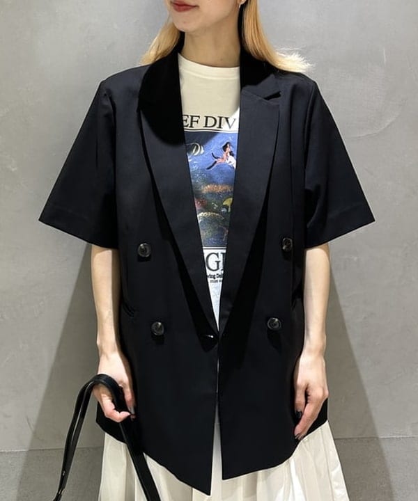 ササキさんの「BEAMS WOMEN｜4ボタン ダブル ハーフスリーブ ジャケット」を使ったコーディネート