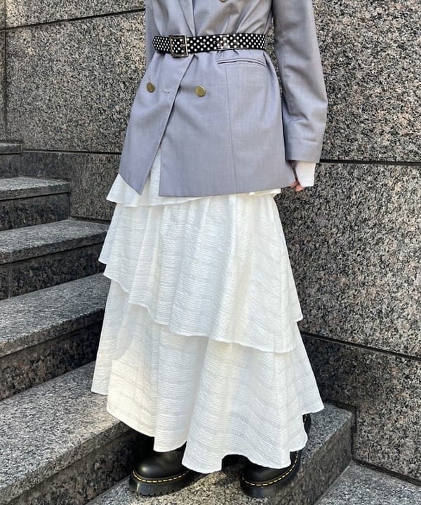 あさひさんの「BEAMS WOMEN｜サッカー チェック ティアード スカート」を使ったコーディネート