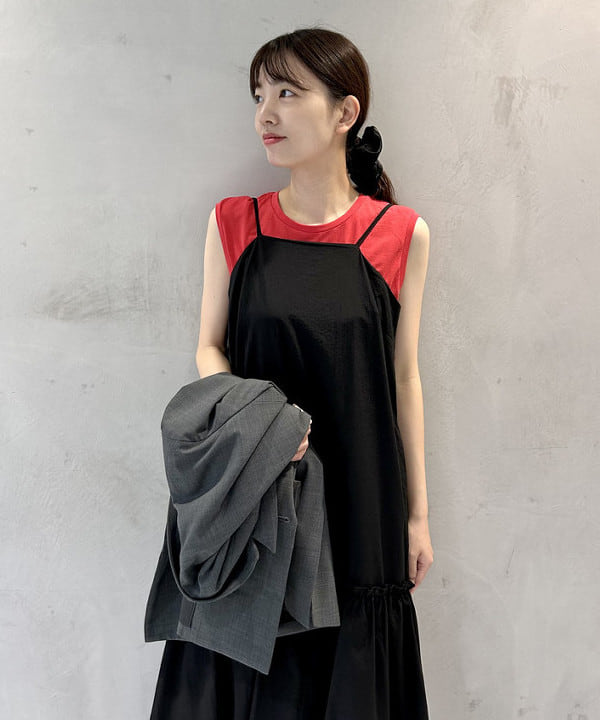 ヒライさんの「BEAMS WOMEN｜バルーン キリカエ キャミ ワンピース」を使ったコーディネート