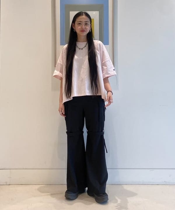 ayaさんの「BEAMS WOMEN｜【別注】Champion / ショートスリーブ Tシャツ」を使ったコーディネート