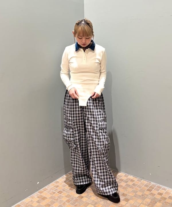 あすかさんの「BEAMS WOMEN｜チェック カーゴ イージーパンツ」を使ったコーディネート