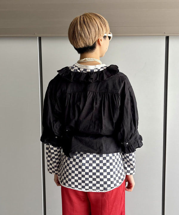 みりさんの「コットン リネン フリル ギャザー ショートスリーブ」を使ったコーディネート