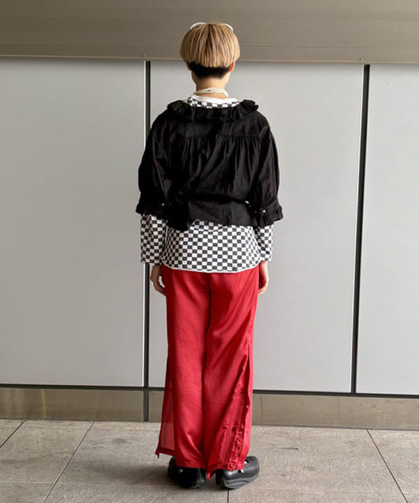 みりさんの「コットン リネン フリル ギャザー ショートスリーブ」を使ったコーディネート