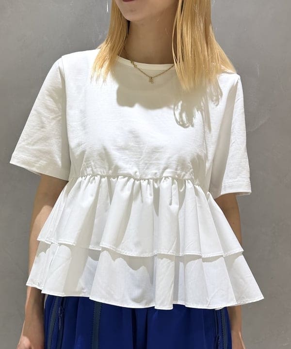 ササキさんの「BEAMS WOMEN｜ティアード キリカエ クルーネック Tシャツ」を使ったコーディネート