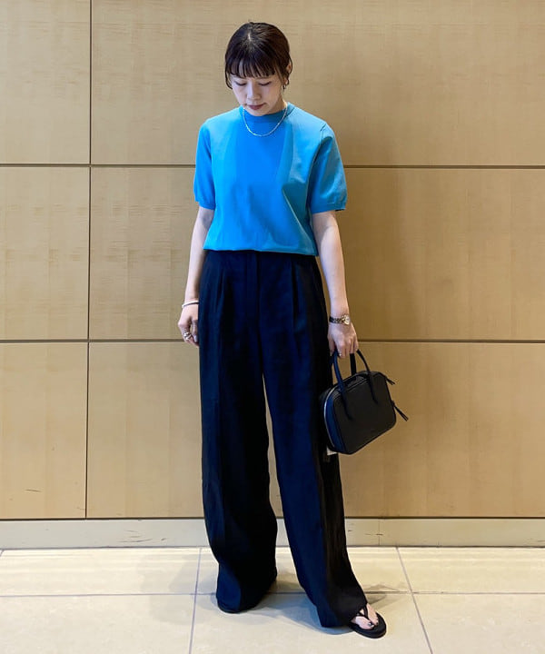 SAKAIさんの「BEAMS WOMEN｜【別注】SLOANE / 14ゲージ 天竺 ハーフスリーブ クルーネック ニット」を使ったコーディネート