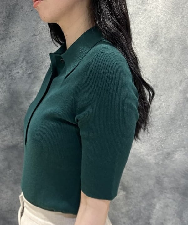 OSUMIさんの「BEAMS WOMEN｜ハーフスリーブ ポロニット」を使ったコーディネート
