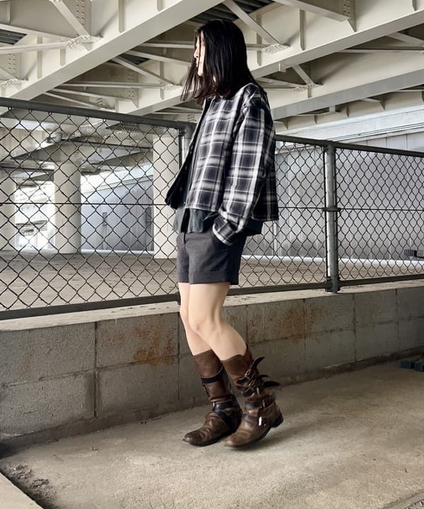 翔さんの「BEAMS WOMEN｜ショート チェック ブルゾン」を使ったコーディネート