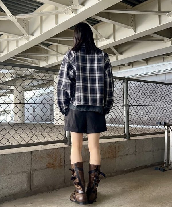 翔さんの「BEAMS WOMEN｜ショート チェック ブルゾン」を使ったコーディネート