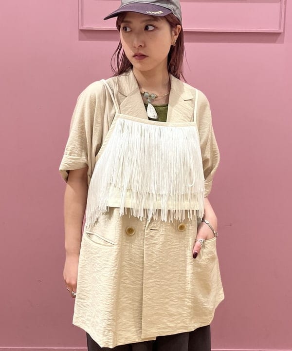 シオンさんの「BEAMS WOMEN｜フリンジ ティアード キャミソール」を使ったコーディネート
