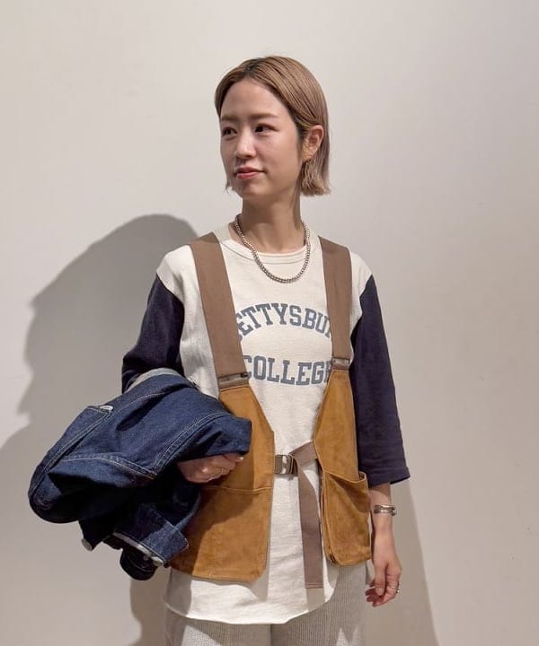 Kaoru Sakumaさんの「BEAMS WOMEN｜maturely / ゴート スエード ノーバッグ ベスト」を使ったコーディネート