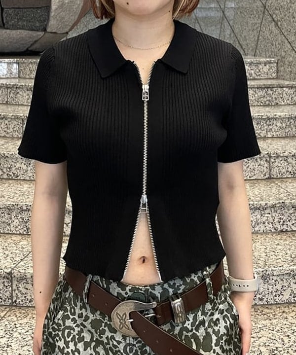 まゆちゃんさんの「BEAMS WOMEN｜ハーフスリーブ ジップ ポロ カーディガン」を使ったコーディネート