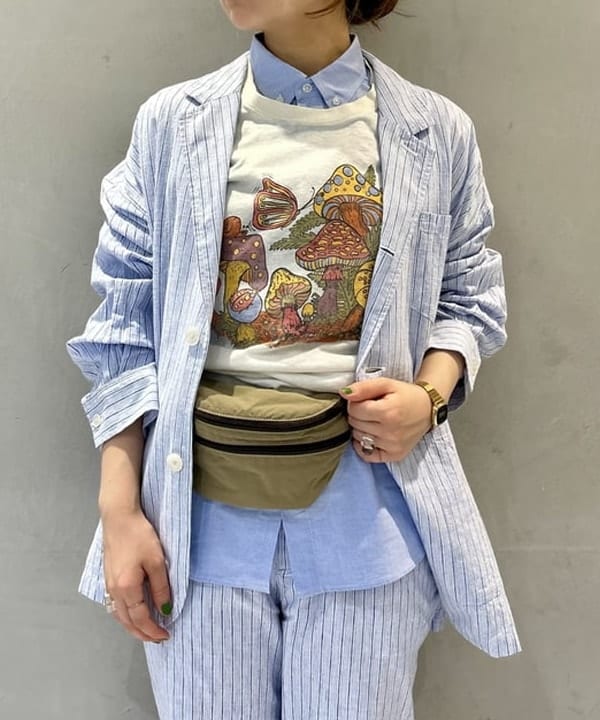 ナツハさんの「BEAMS WOMEN｜ストライプ チェック ビッグ ジャケット」を使ったコーディネート