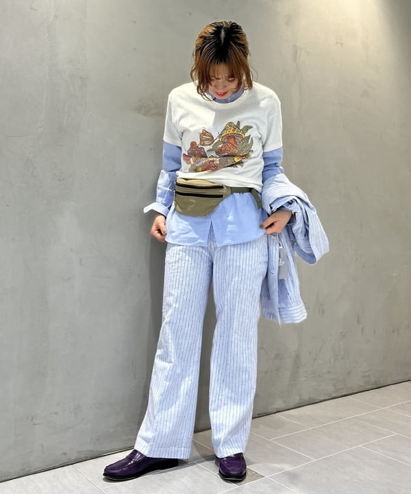 ナツハさんの「BEAMS WOMEN｜ストライプ チェック ビッグ ジャケット」を使ったコーディネート