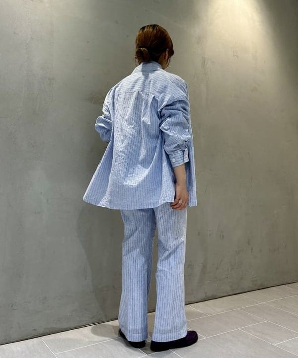 ナツハさんの「BEAMS WOMEN｜ストライプ チェック ビッグ ジャケット」を使ったコーディネート