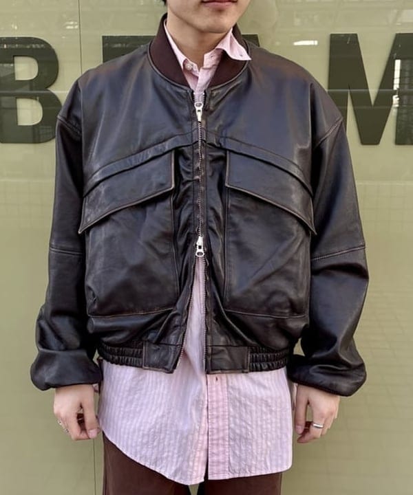 秋元 亮汰さんの「ユーズド加工 レザー ショートブルゾン」を使ったコーディネート