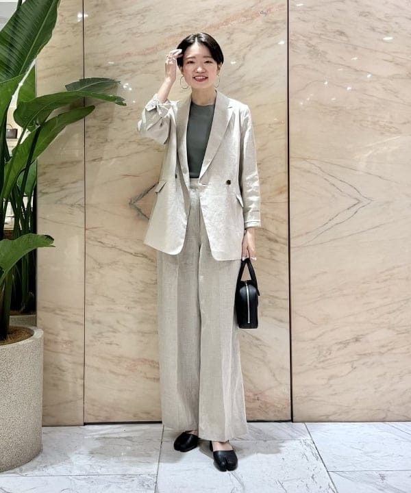 SANOさんの「BEAMS WOMEN｜ダブルブレスト リネン ジャケット」を使ったコーディネート