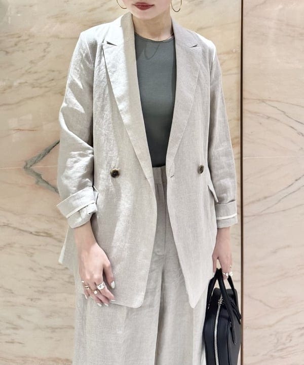 SANOさんの「BEAMS WOMEN｜ダブルブレスト リネン ジャケット」を使ったコーディネート