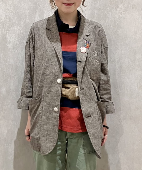小原 もこさんの「BEAMS WOMEN｜ストライプ チェック ビッグ ジャケット」を使ったコーディネート