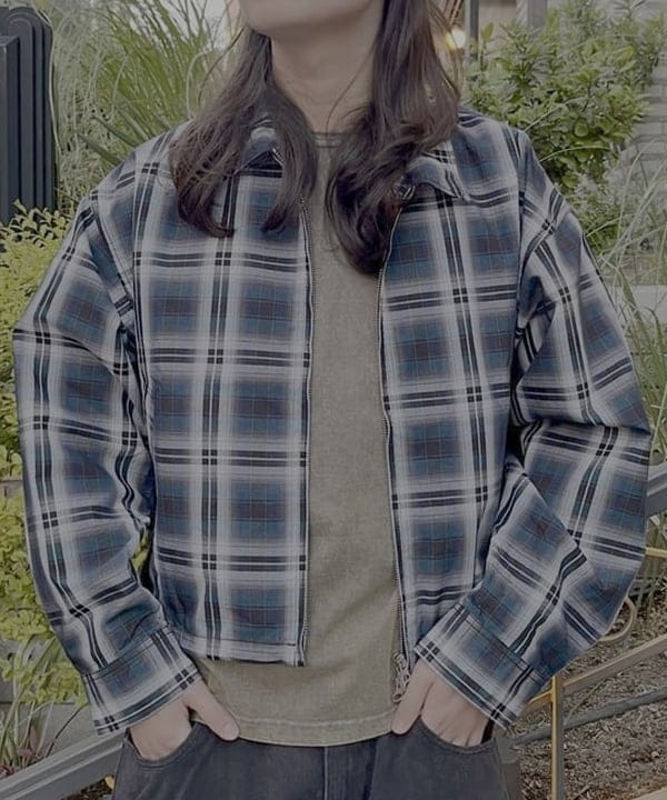 こたろうさんの「BEAMS WOMEN｜ショート チェック ブルゾン」を使ったコーディネート