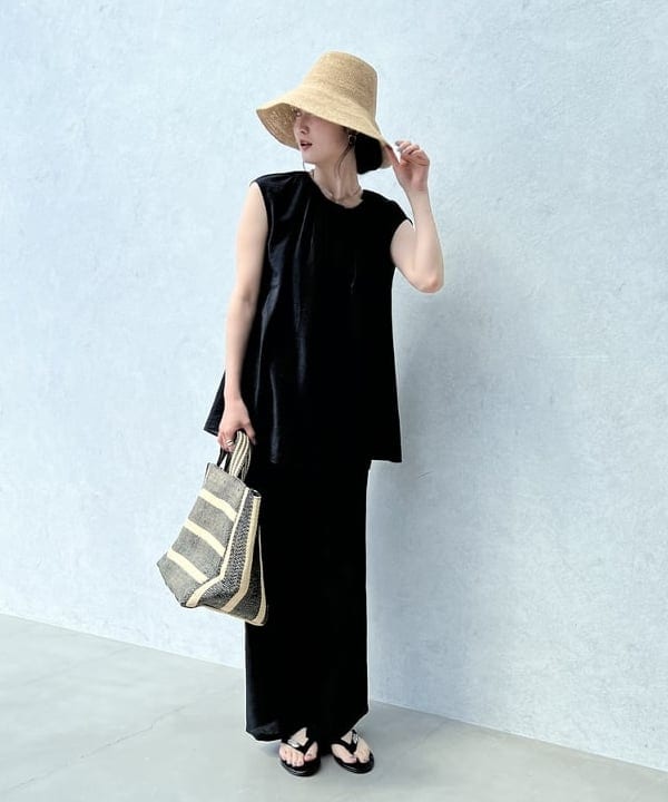 隈元 楓さんの「BEAMS WOMEN｜GRILLO / ストロー ブレイド ハット」を使ったコーディネート