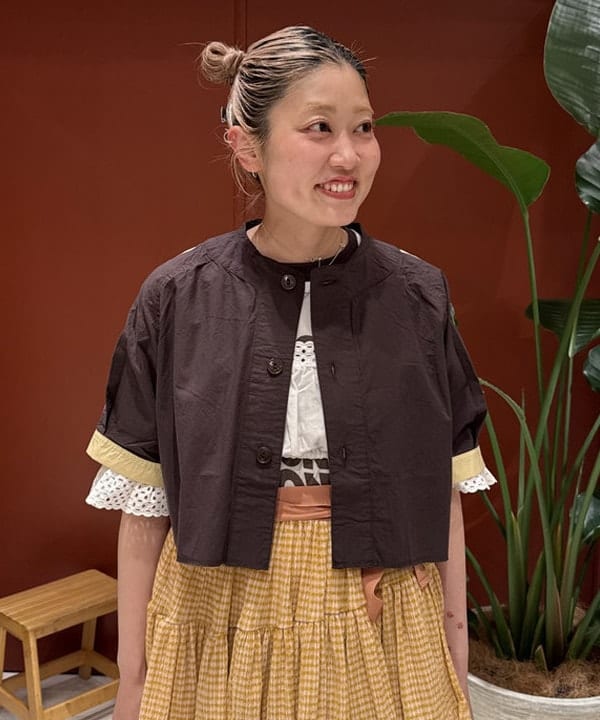 優意さんの「BEAMS WOMEN｜ショート ベースボール ショートスリーブ シャツ」を使ったコーディネート