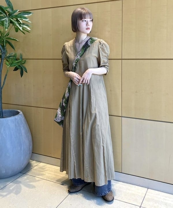 ヌキテパ　デミルクスビームス 別注 ボイルギャザースリーブワンピース ブラウン ヌキテパ デミルクスビームス 別注 ボイルギャザースリーブ