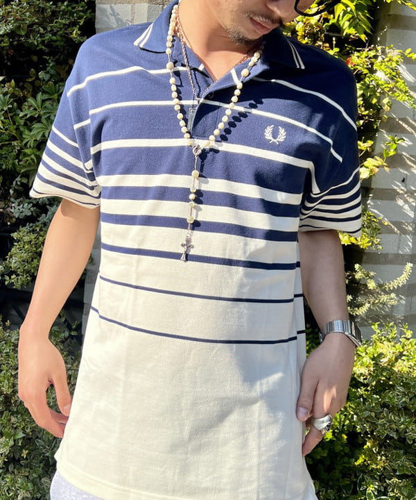 ムファサさんの「BEAMS WOMEN｜【別注】FRED PERRY / リラックス ストライプ ピケ ポロシャツ」を使ったコーディネート