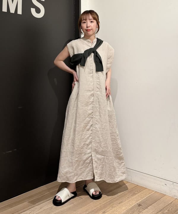 makita mikaさんの「BEAMS WOMEN｜TICCA / リネン 2WAY フレンチスリーブ ワンピース」を使ったコーディネート