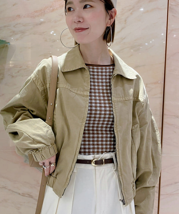 AONO SHIKAMAさんの「BEAMS WOMEN｜AURALEE / PRODUCT DYED FINX GABARDINE ZIP BLOUSON」を使ったコーディネート