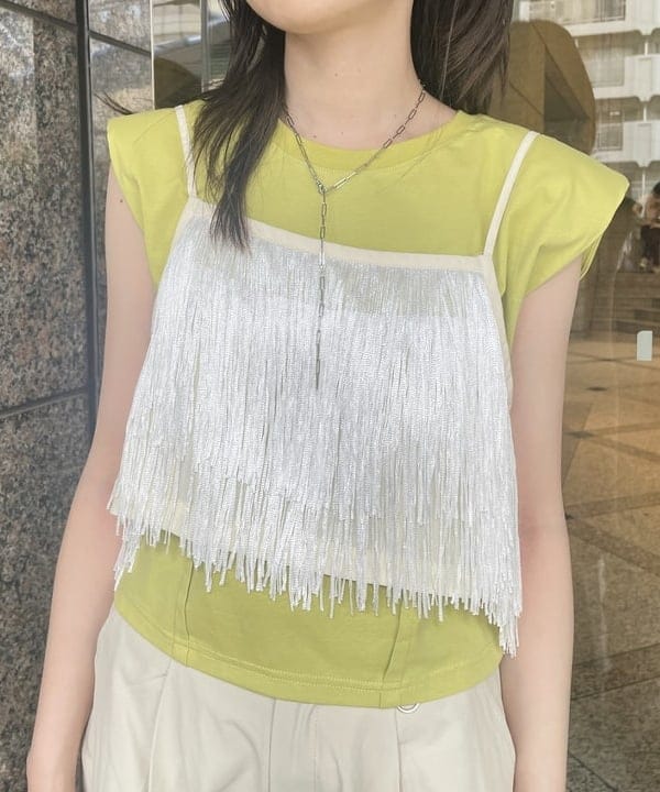 加歩さんの「BEAMS WOMEN｜ショルダー パッド フレンチスリーブ Tシャツ」を使ったコーディネート