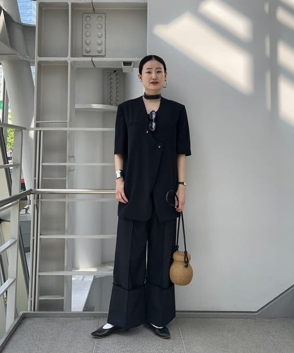 ノーカラー ジャケット
