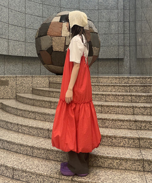 加歩さんの「BEAMS WOMEN｜バルーン キリカエ キャミ ワンピース」を使ったコーディネート