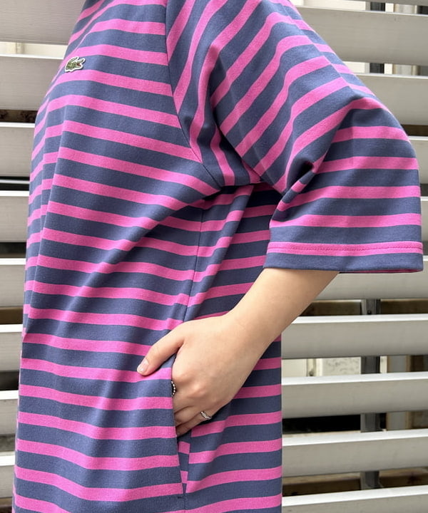 まつむさんの「BEAMS WOMEN｜【別注】LACOSTE / ボーダー ハーフスリーブ ドレス」を使ったコーディネート
