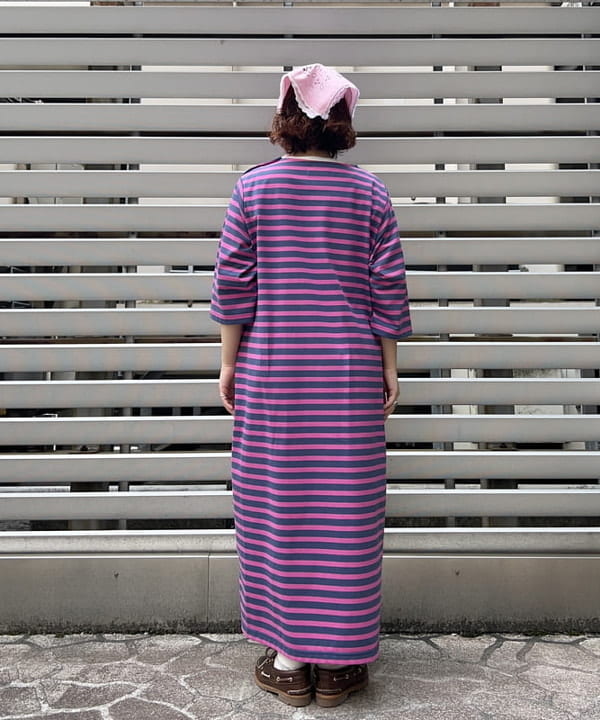 まつむさんの「BEAMS WOMEN｜【別注】LACOSTE / ボーダー ハーフスリーブ ドレス」を使ったコーディネート