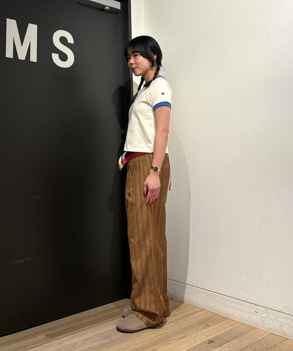 sakuraさんの「BEAMS WOMEN｜ストライプ ジャカード ワイド パンツ」を使ったコーディネート