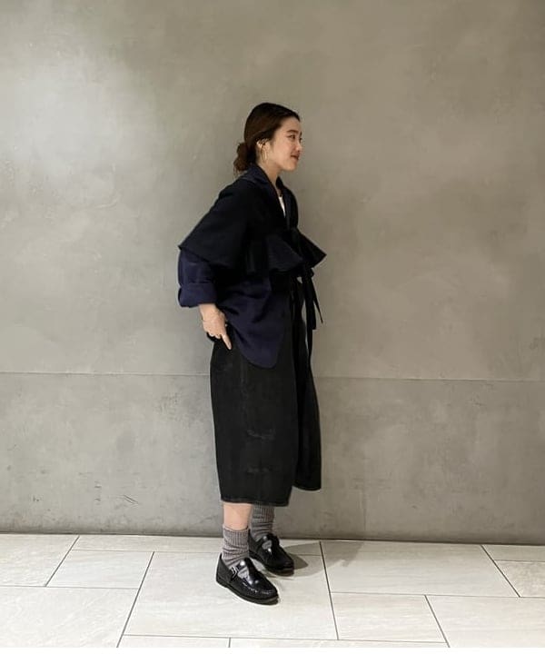 モモさんの「BEAMS WOMEN｜5ポケット クウォーターレングス ワイドデニム」を使ったコーディネート