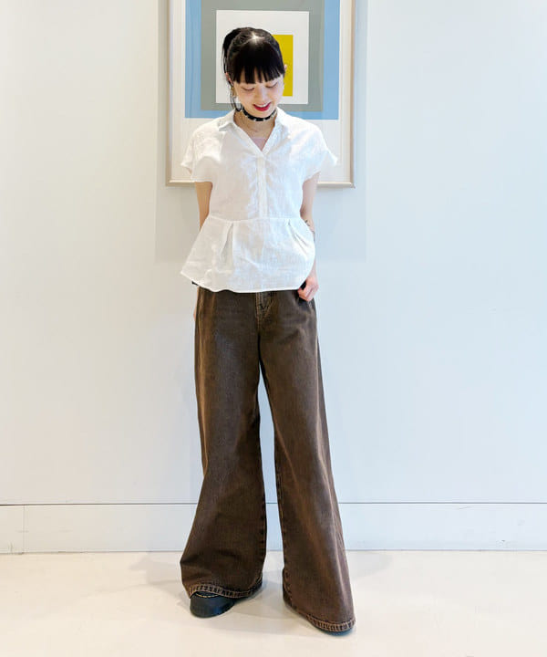 りかちょび/岸本梨佳さんの「BEAMS WOMEN｜オーバーダイ デニム パンツ」を使ったコーディネート