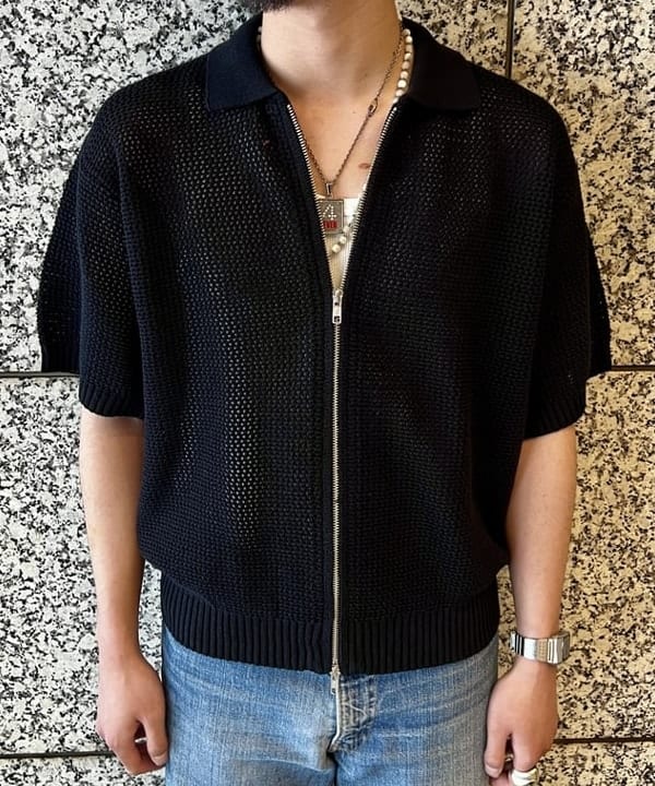 ムファサさんの「BEAMS WOMEN｜メッシュ ニット ポロシャツ」を使ったコーディネート