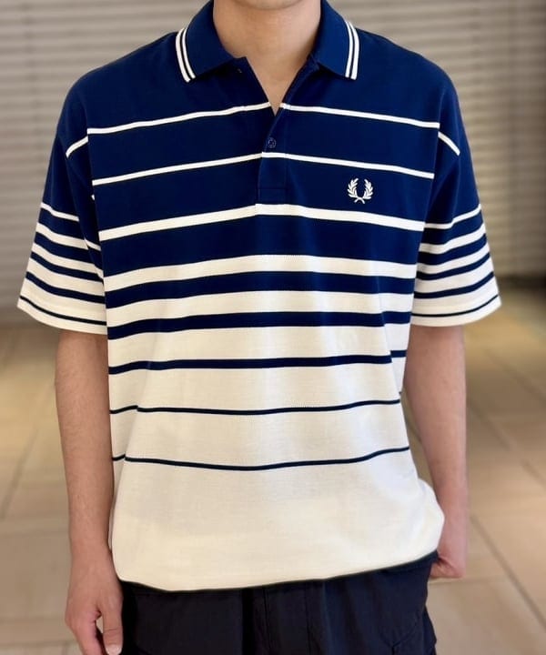 流聖さんの「BEAMS WOMEN｜【別注】FRED PERRY / リラックス ストライプ ピケ ポロシャツ」を使ったコーディネート