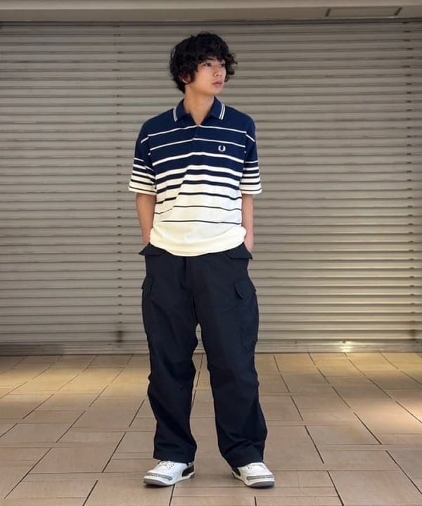 流聖さんの「BEAMS WOMEN｜【別注】FRED PERRY / リラックス ストライプ ピケ ポロシャツ」を使ったコーディネート