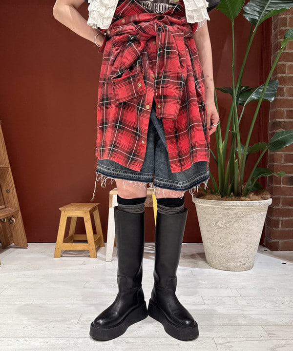 優意さんの「BEAMS WOMEN｜maturely / レーヨン ブリーチ チェック シャツ」を使ったコーディネート
