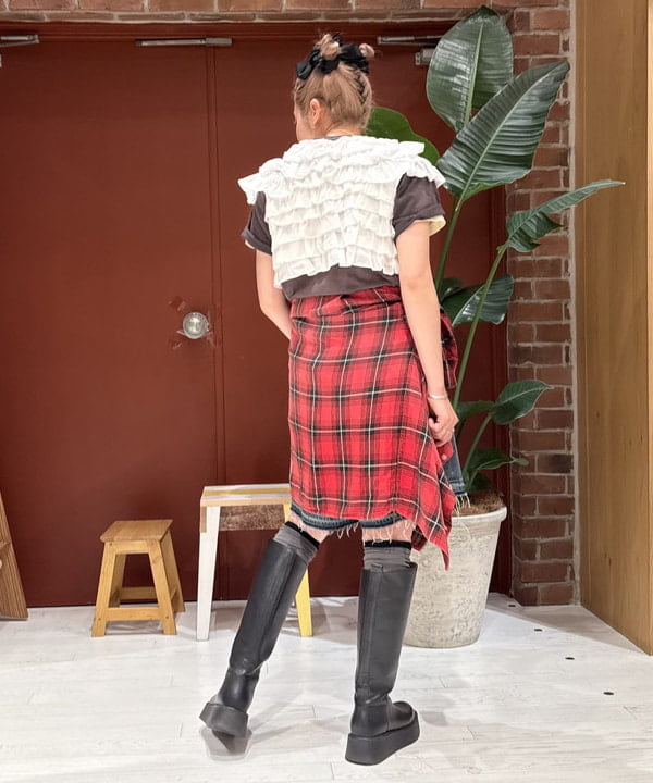 優意さんの「BEAMS WOMEN｜maturely / レーヨン ブリーチ チェック シャツ」を使ったコーディネート