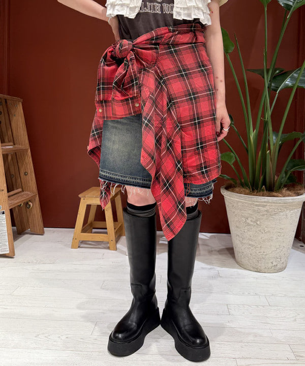 優意さんの「BEAMS WOMEN｜maturely / レーヨン ブリーチ チェック シャツ」を使ったコーディネート