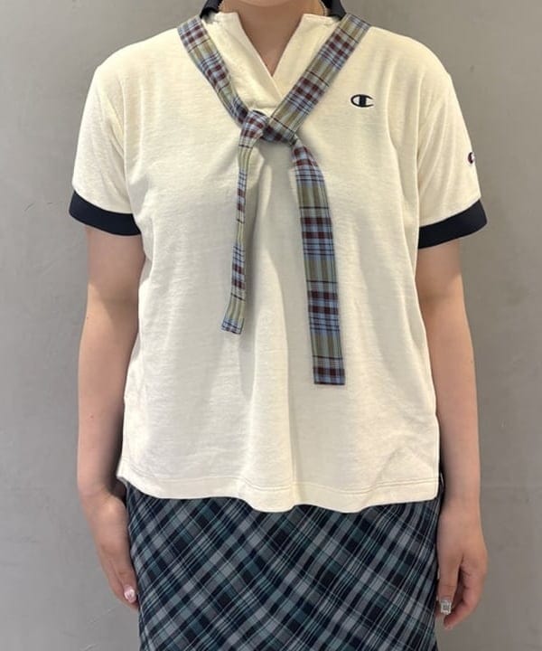 大石彩可さんの「BEAMS WOMEN｜チェック キリカエ マーメイド スカート」を使ったコーディネート