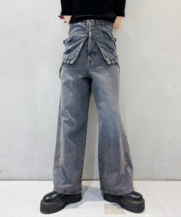 りかちょび/岸本梨佳さんの「BEAMS WOMEN｜オーバーダイ デニム パンツ」を使ったコーディネート