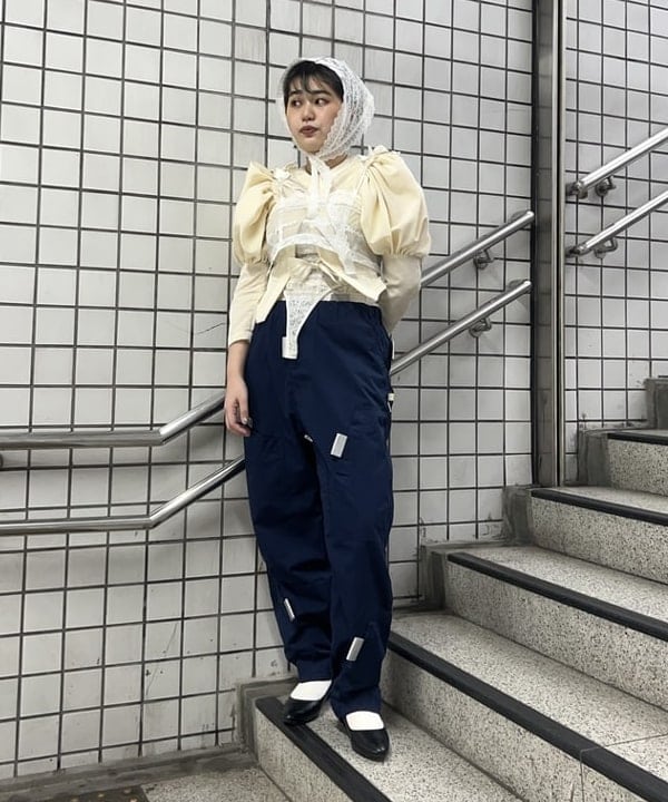 セール】 【OUTLET】ロゴ水玉ジャガードデニムステンカラー