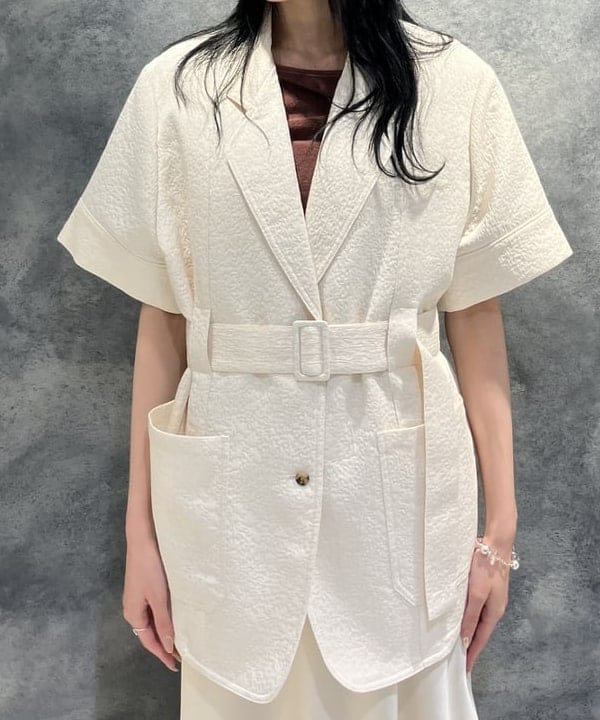 nodokaさんの「BEAMS WOMEN｜A PUPIL / ベルテッド ハーフスリーブ ジャケット」を使ったコーディネート