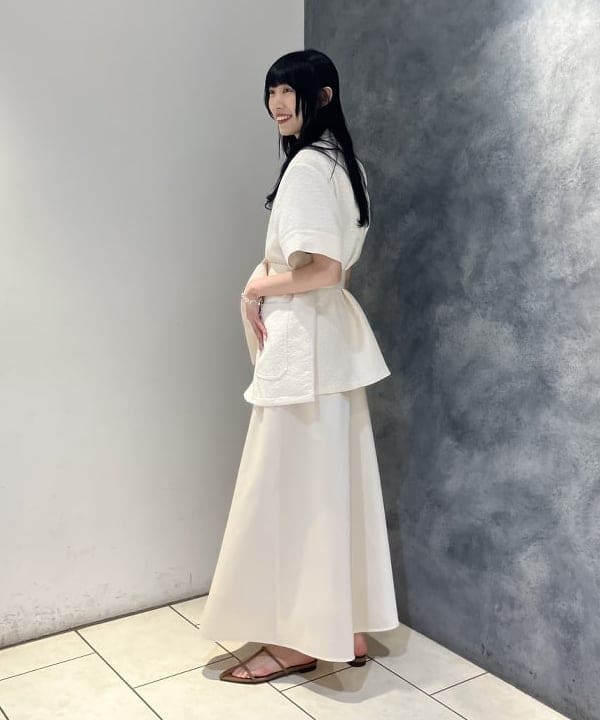 nodokaさんの「BEAMS WOMEN｜A PUPIL / ベルテッド ハーフスリーブ ジャケット」を使ったコーディネート