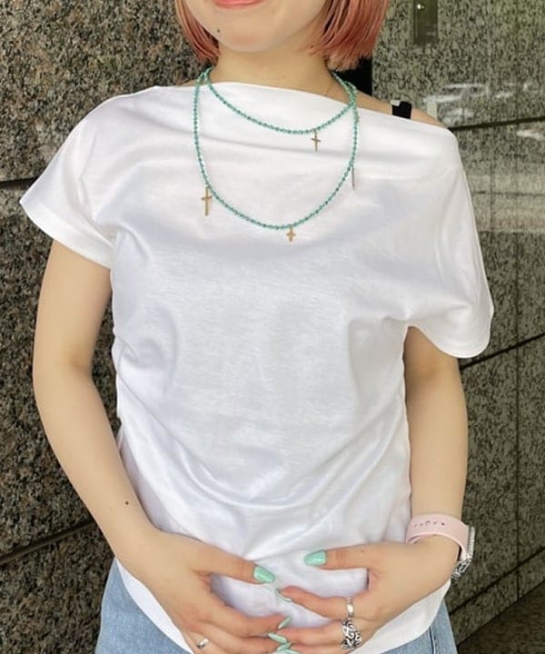 まゆちゃんさんの「BEAMS WOMEN｜アシンメトリーヘム ハーフスリーブ プルオーバー」を使ったコーディネート